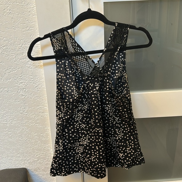 Navy blue polka dot tank top blouse. Super light and comfortable to wear. - Picture 3 of 3